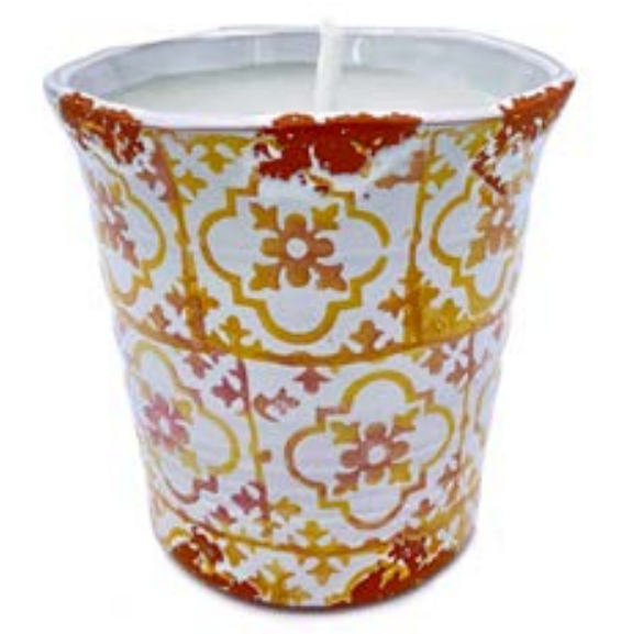 Citronella kaars Azulejos amarillo & rosa, groot